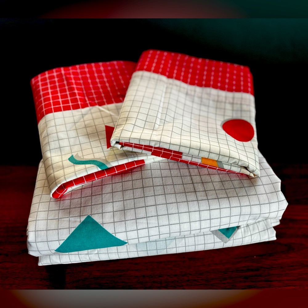 VTG 80’s Grid Cannon Queen Sheet Set